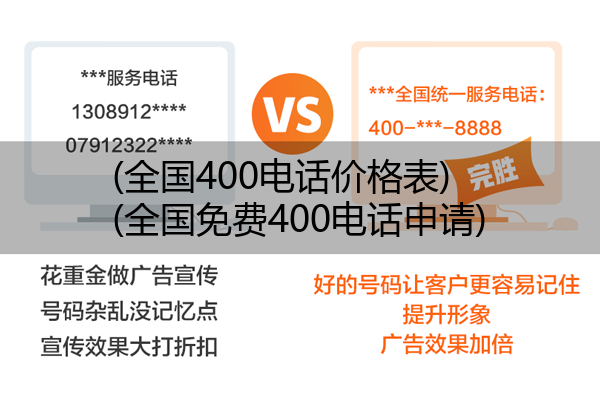 (全国400电话价格表)(全国免费400电话申请)